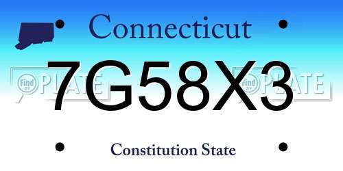 7G58X3 Connecticut License Plate