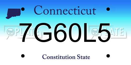 7G60L5 Connecticut License Plate