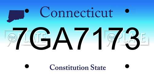 7GA7173 Connecticut License Plate
