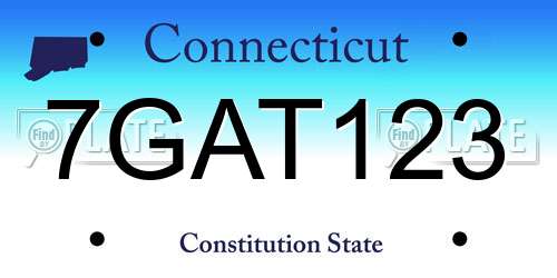 7GAT123 Connecticut License Plate