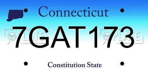 7GAT173 Connecticut License Plate