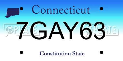 7GAY63 Connecticut License Plate