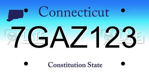 7GAZ123 Connecticut License Plate