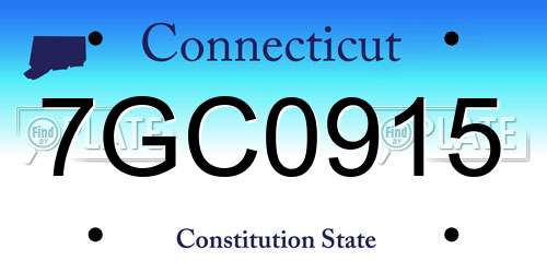 7GC0915 Connecticut License Plate