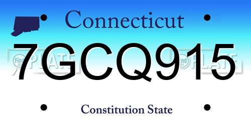 7GCQ915 Connecticut License Plate