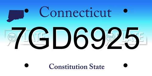7GD6925 Connecticut License Plate