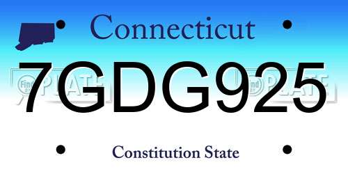 7GDG925 Connecticut License Plate