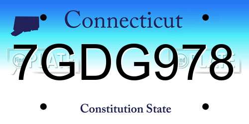 7GDG978 Connecticut License Plate
