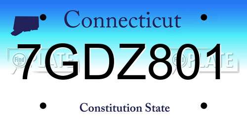 7GDZ801 Connecticut License Plate