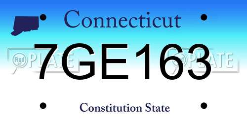 7GE163 Connecticut License Plate