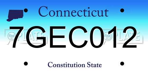 7GEC012 Connecticut License Plate