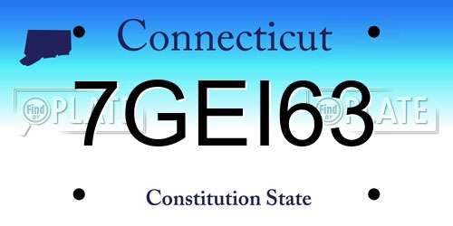7GEI63 Connecticut License Plate