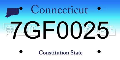 7GF0025 Connecticut License Plate