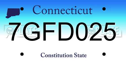 7GFD025 Connecticut License Plate