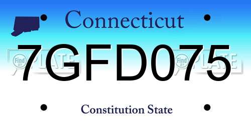 7GFD075 Connecticut License Plate