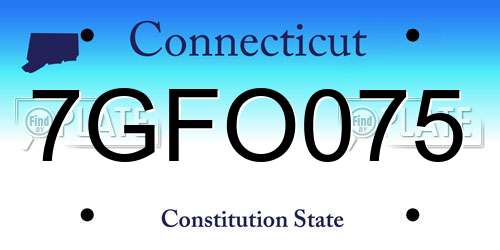 7GFO075 Connecticut License Plate