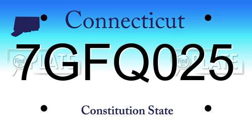 7GFQ025 Connecticut License Plate