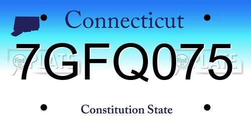 7GFQ075 Connecticut License Plate