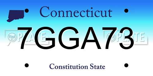7GGA73 Connecticut License Plate