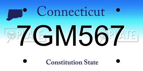 7GM567 Connecticut License Plate