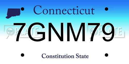 7GNM79 Connecticut License Plate