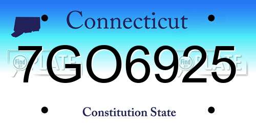 7GO6925 Connecticut License Plate