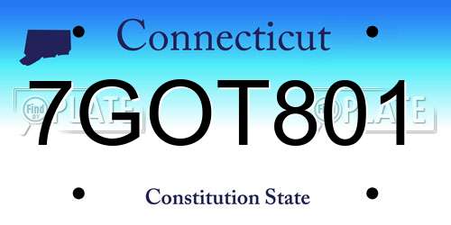 7GOT801 Connecticut License Plate
