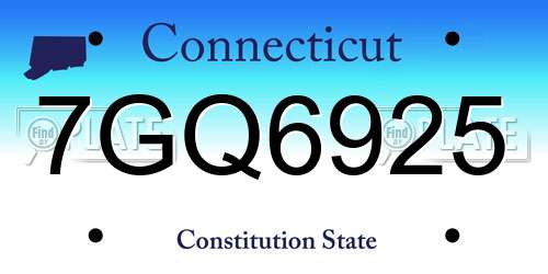 7GQ6925 Connecticut License Plate