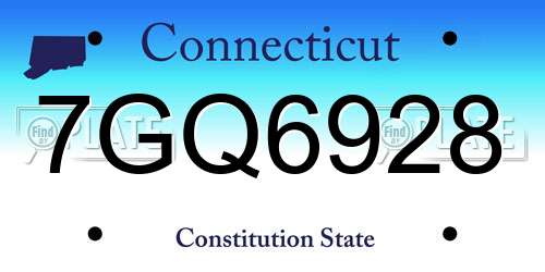 7GQ6928 Connecticut License Plate