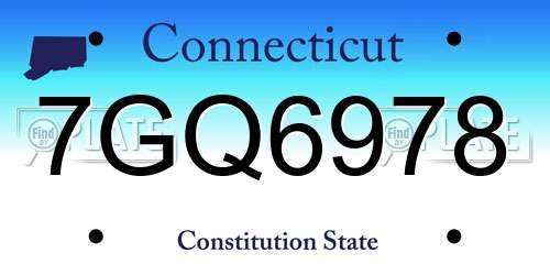 7GQ6978 Connecticut License Plate