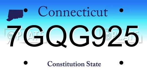 7GQG925 Connecticut License Plate