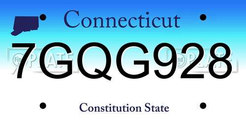 7GQG928 Connecticut License Plate
