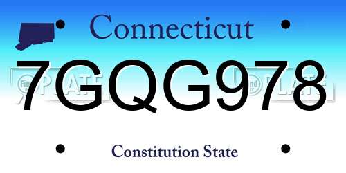 7GQG978 Connecticut License Plate