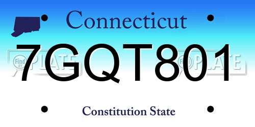 7GQT801 Connecticut License Plate