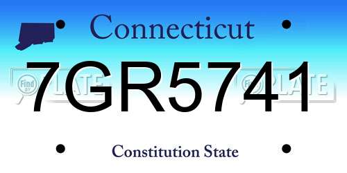 7GR5741 Connecticut License Plate