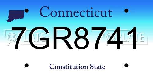 7GR8741 Connecticut License Plate