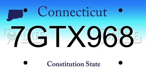 7GTX968 Connecticut License Plate