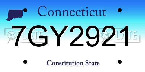 7GY2921 Connecticut License Plate