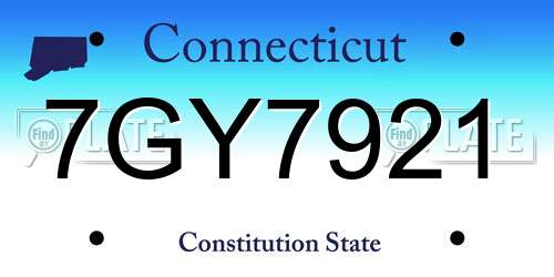 7GY7921 Connecticut License Plate