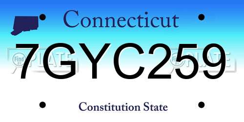 7GYC259 Connecticut License Plate