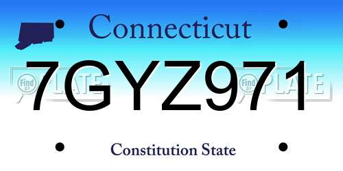 7GYZ971 Connecticut License Plate