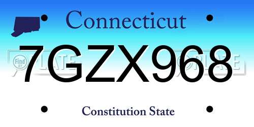 7GZX968 Connecticut License Plate