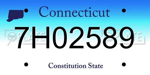 7H02589 Connecticut License Plate