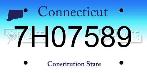 7H07589 Connecticut License Plate