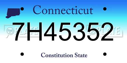 7H45352 Connecticut License Plate