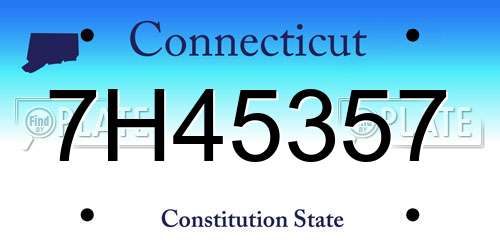 7H45357 Connecticut License Plate