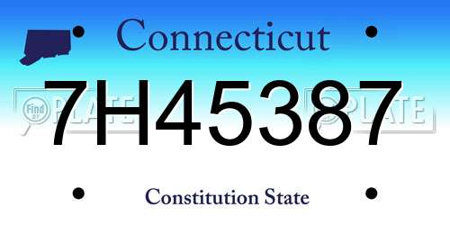 7H45387 Connecticut License Plate