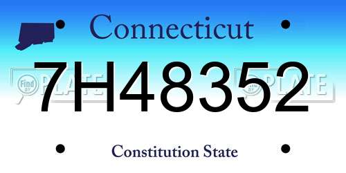 7H48352 Connecticut License Plate