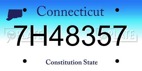 7H48357 Connecticut License Plate