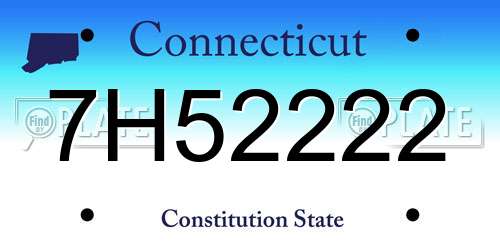 7H52222 Connecticut License Plate